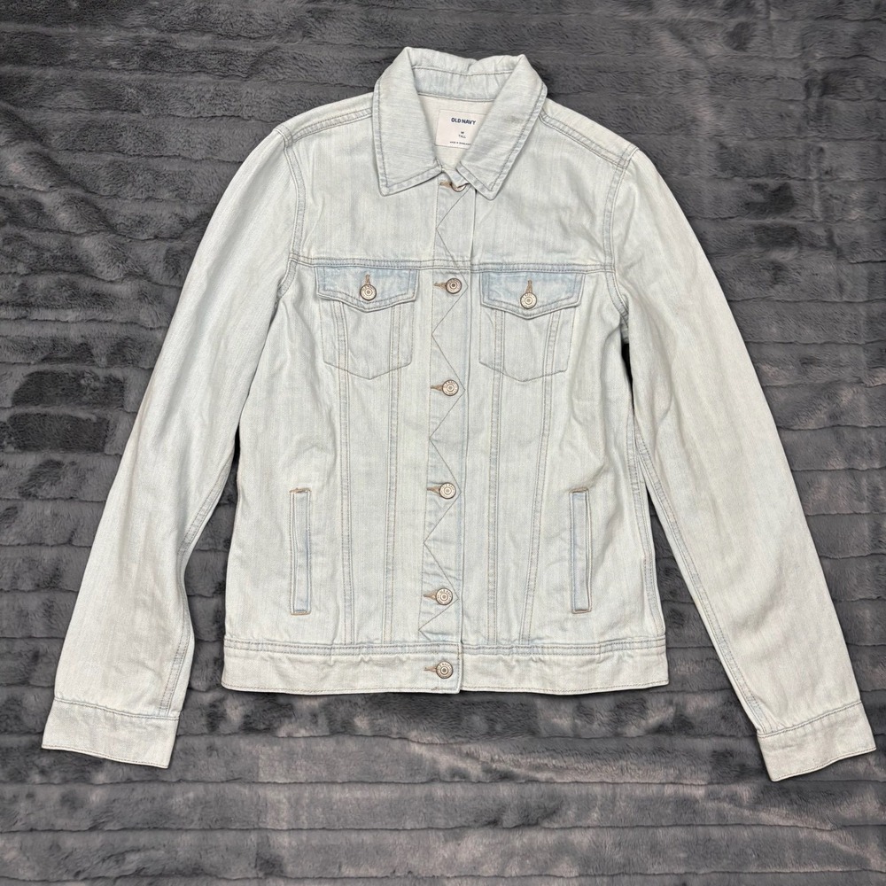 Old Navy Mens Denim Jacket Light Wash Blue Cotton Button Up M Tall 390804-00-1